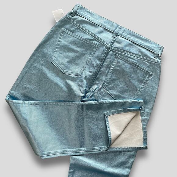ASOS METALLIC Y2K RETRO VIBES BLUE BUTTON FLY JEANS STRAIGHT SIZE 30 32 - Picture 6 of 14